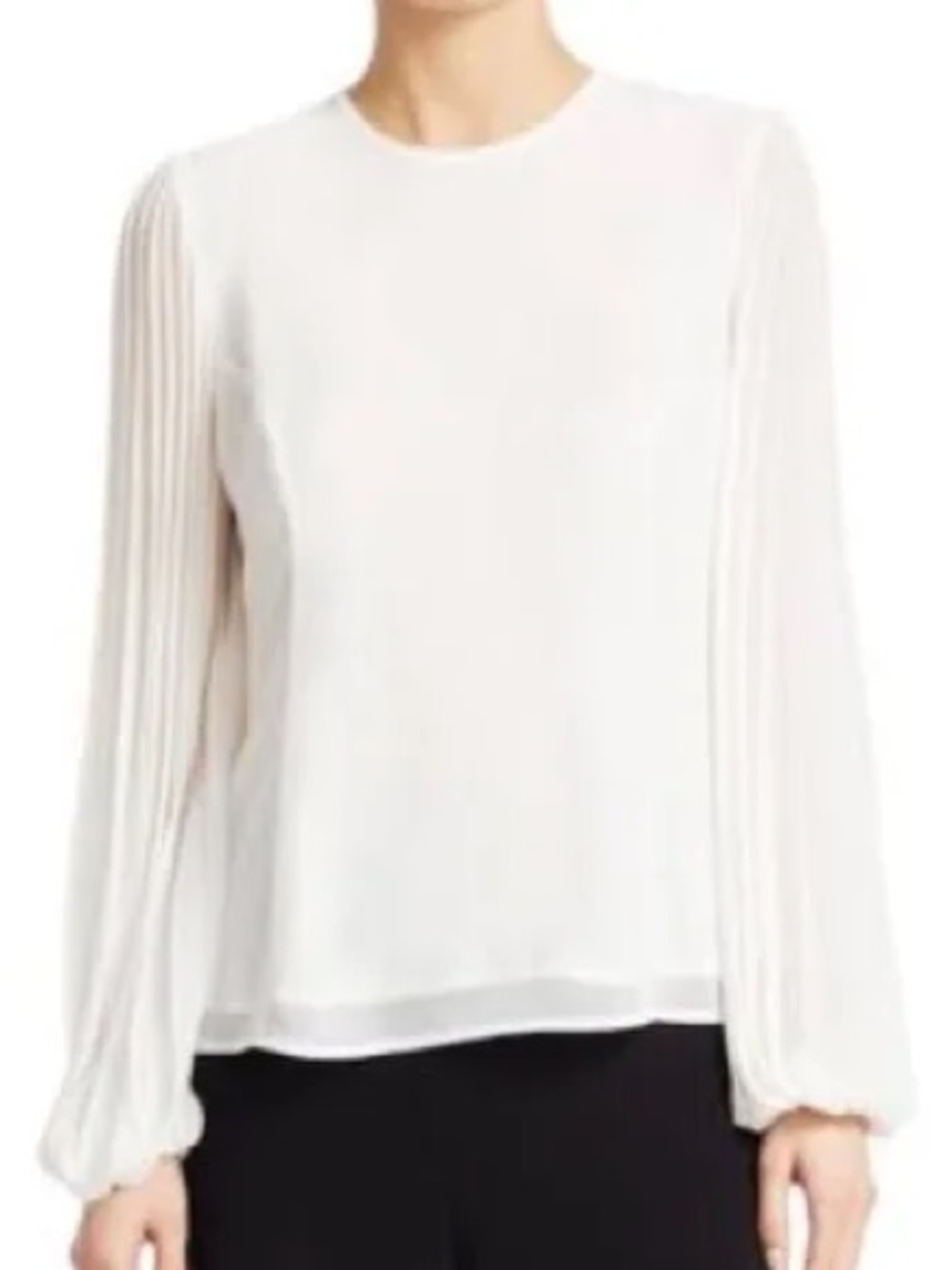 Mock neck and pleated sleeves blouse